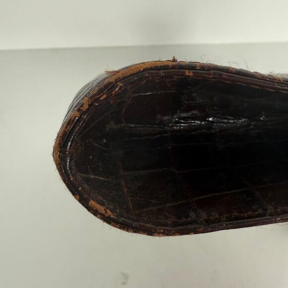 Vintage 80s Ralph Lauren Crocodile Embossed Leather Shoulder Handbag Crossbody - Picture 11 of 15